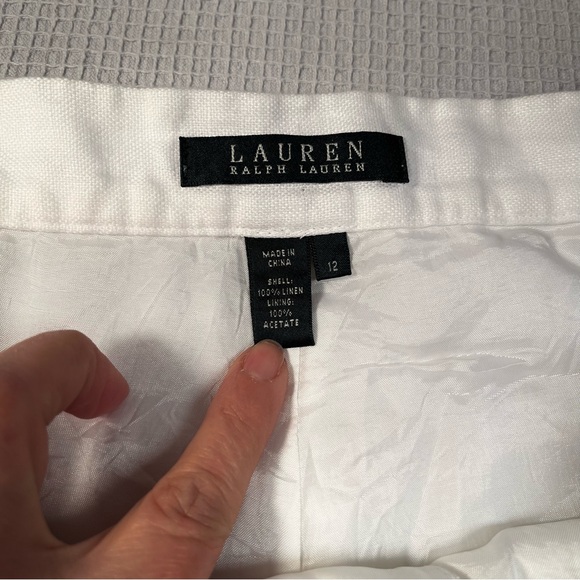 Ralph Lauren white lined linen wide leg pants 12 - Picture 3 of 5